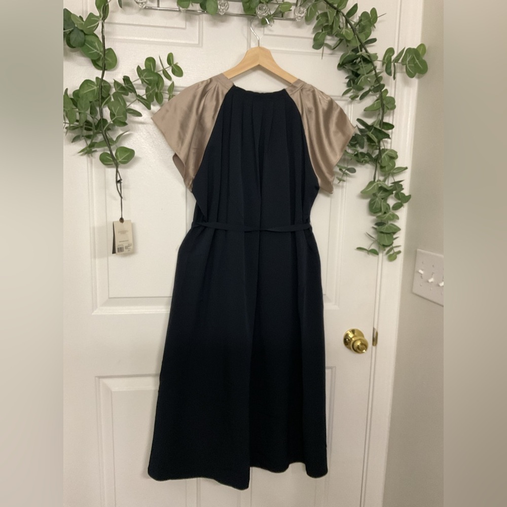 Simply Vera Vera Wang Navy and Tan Midi Dress - Picture 3 of 7